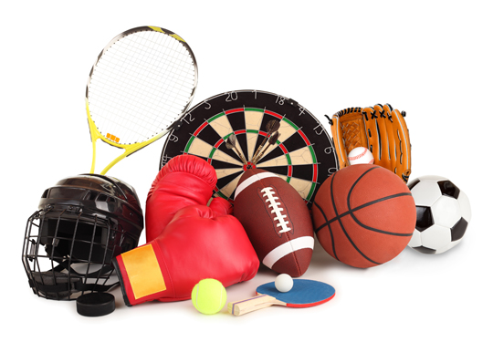 This is an arrangement of several sports items.